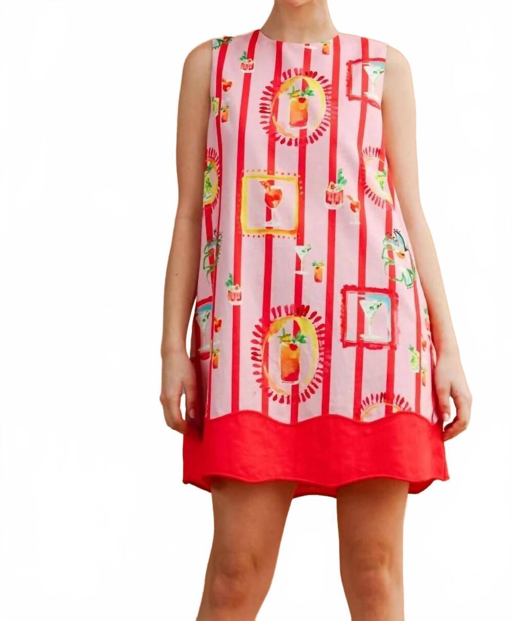 NEW STRUT & BOLT martini mini dress in pink multi